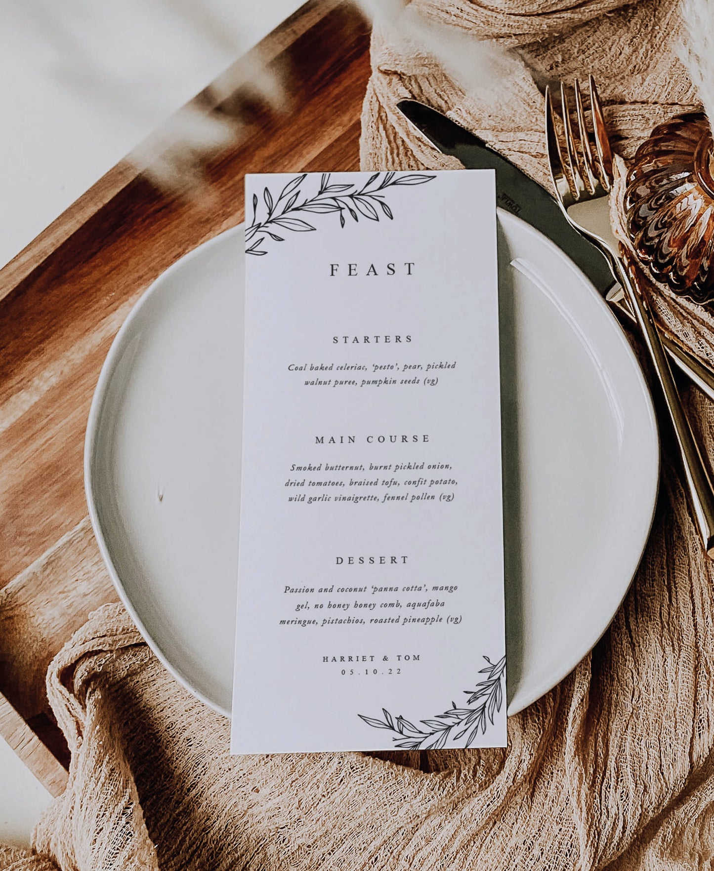 Botanical Wedding Menu Cards