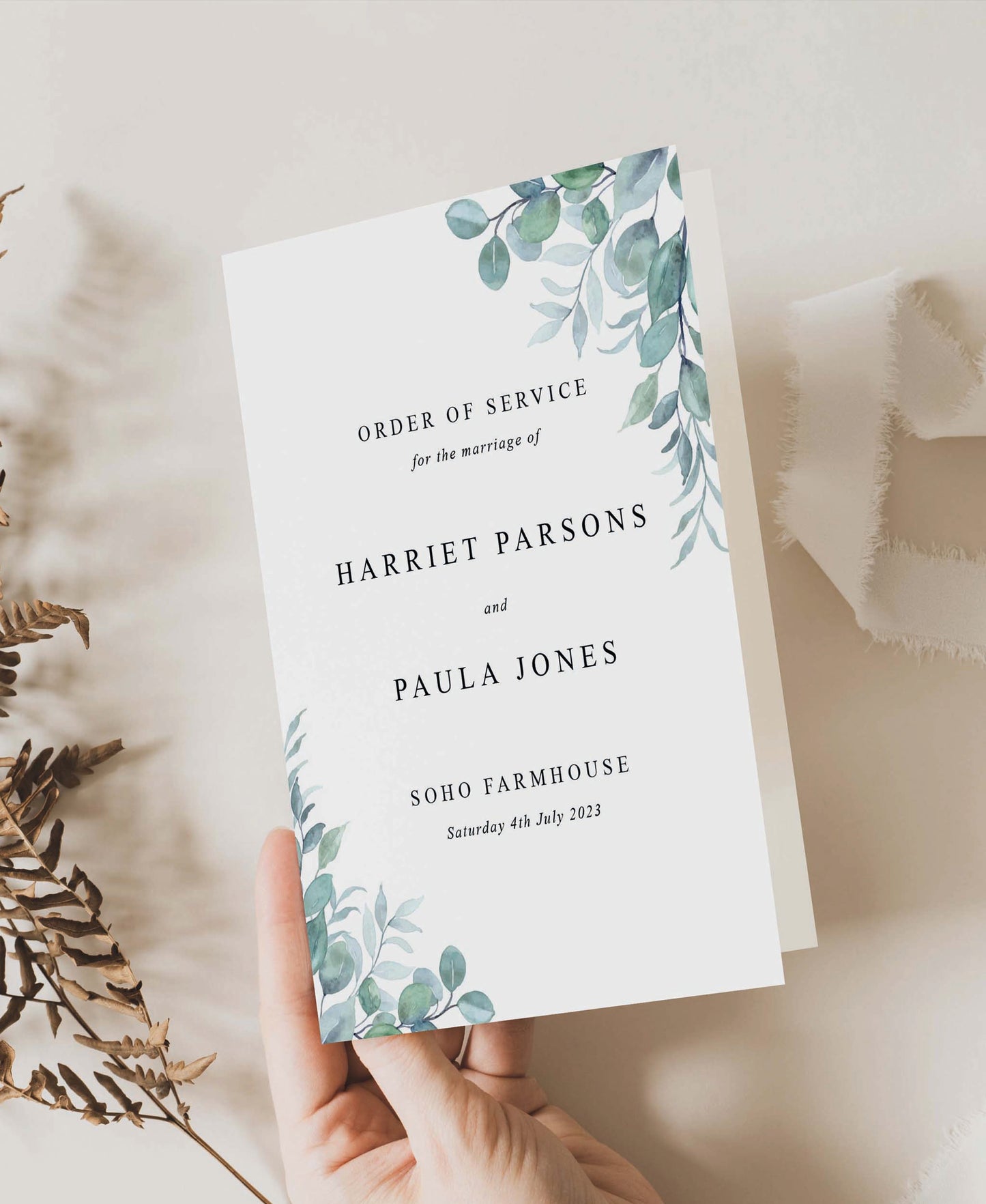 Eucalyptus - Wedding Order of Service