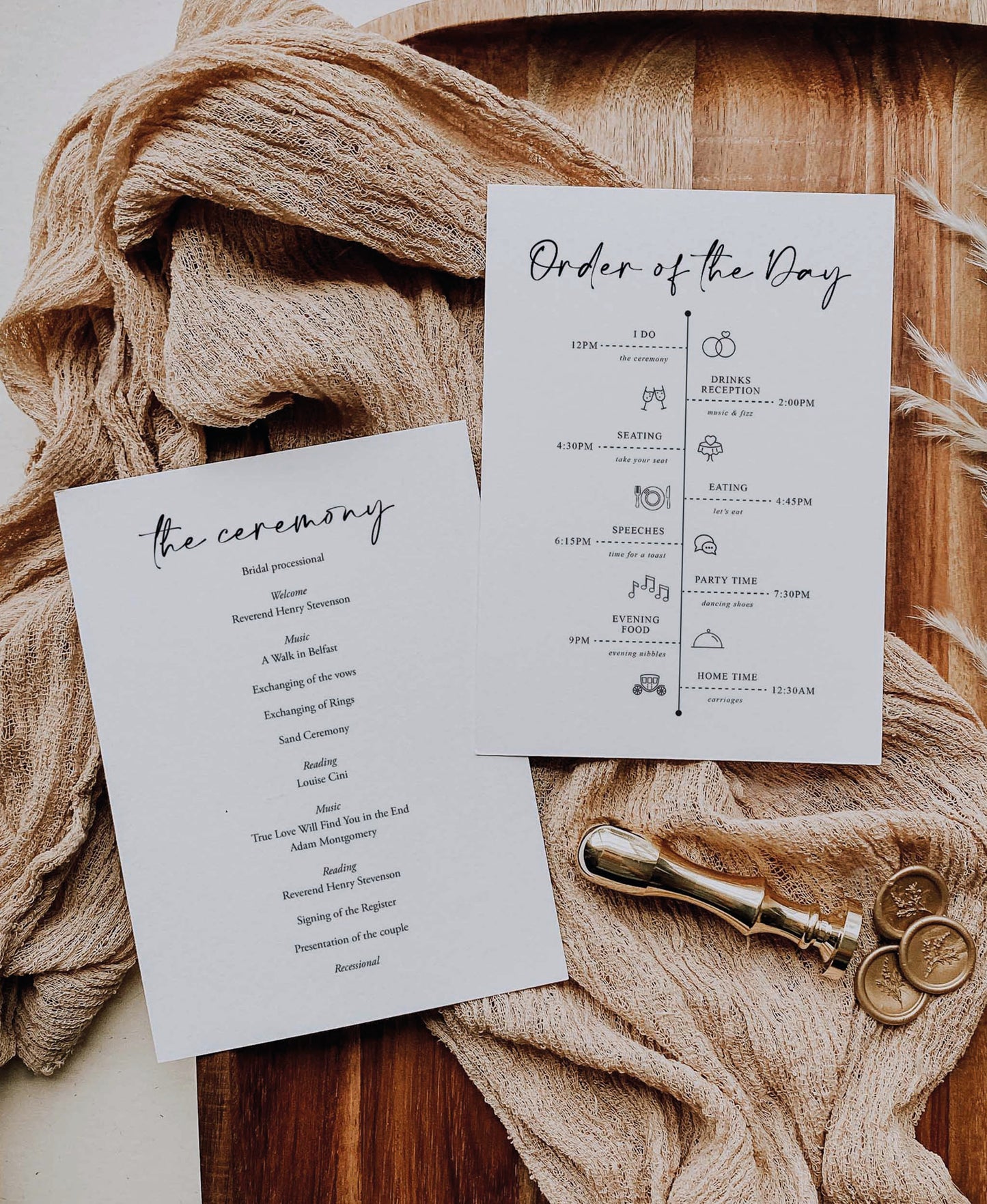 Double Sided Wedding Order of Service