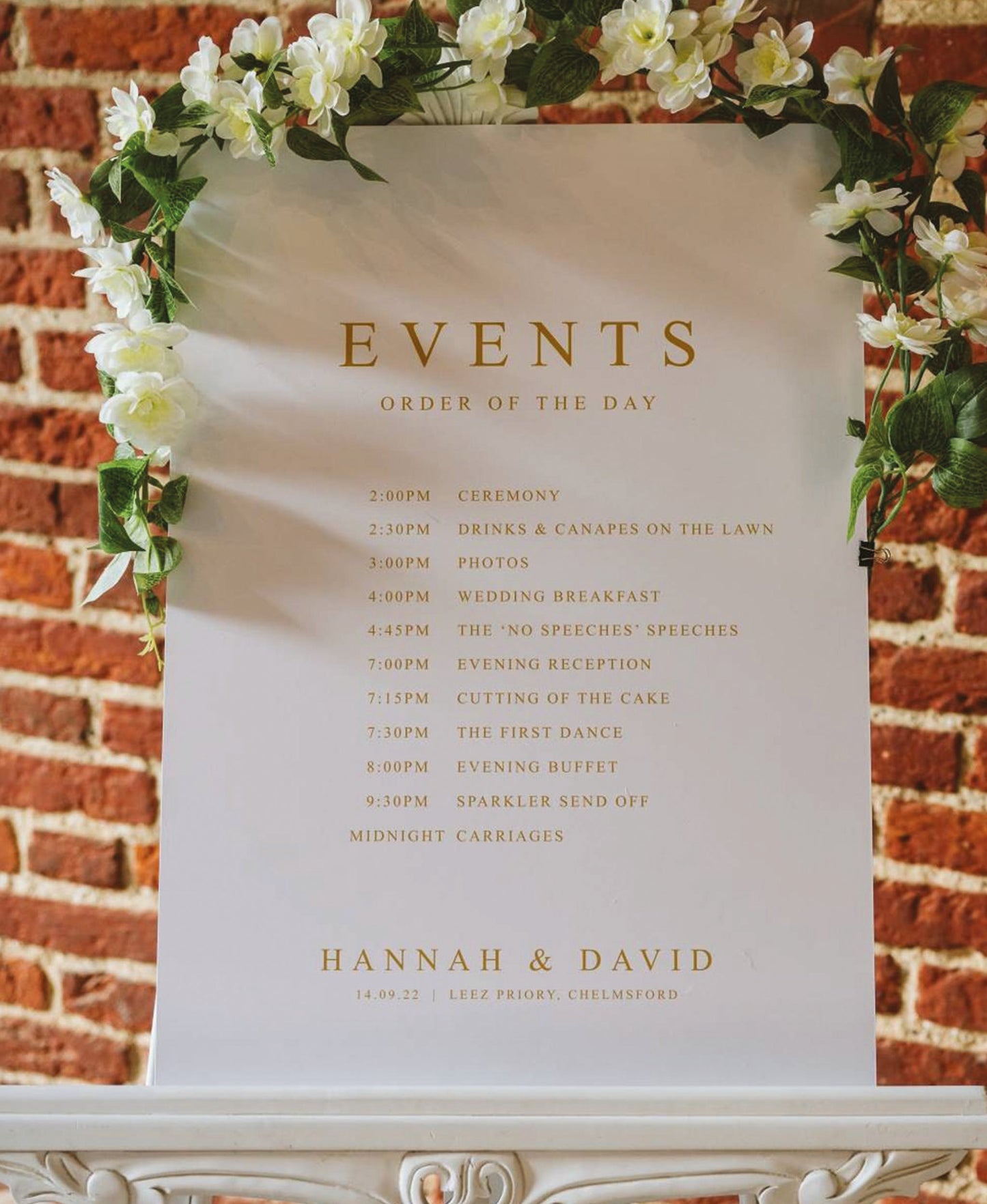 Keira - Order of Events Sign