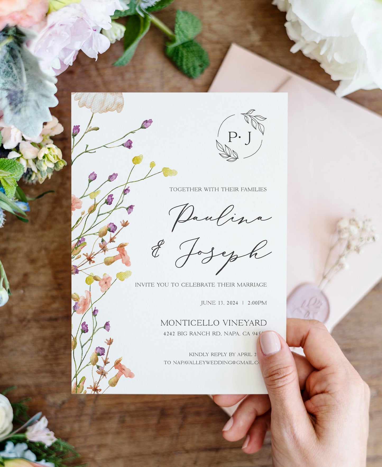 Wild Flowers Wedding Invitation
