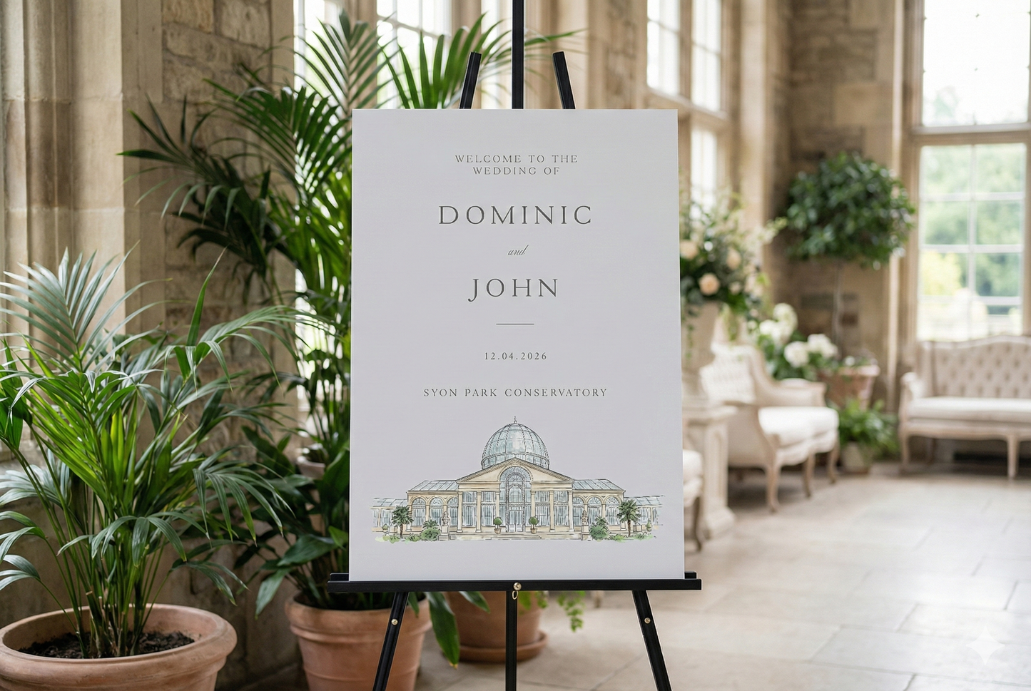 Illustrated Wedding Welcome Sign