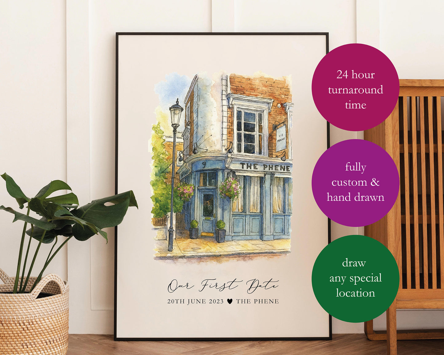 First Date Venue Watercolour Digital Illustration
