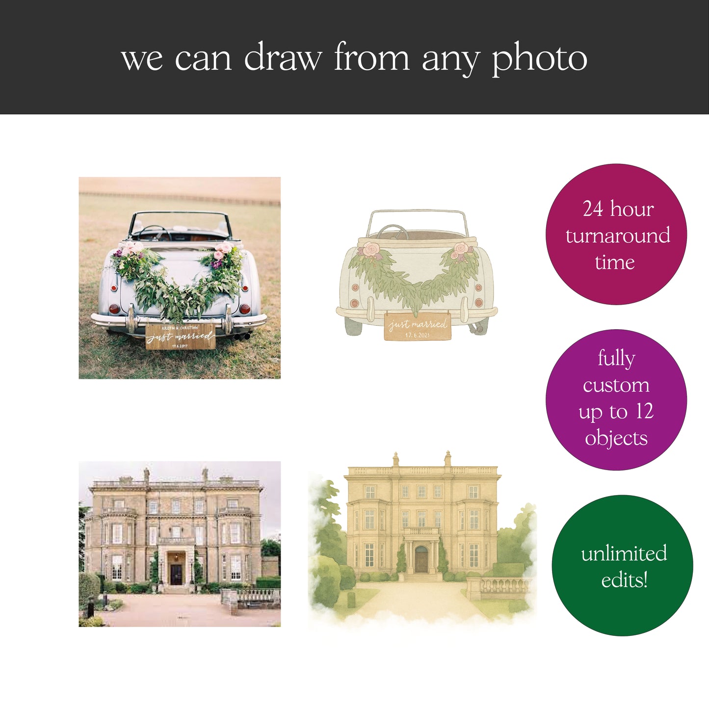 Custom Wedding Day Watercolour Print