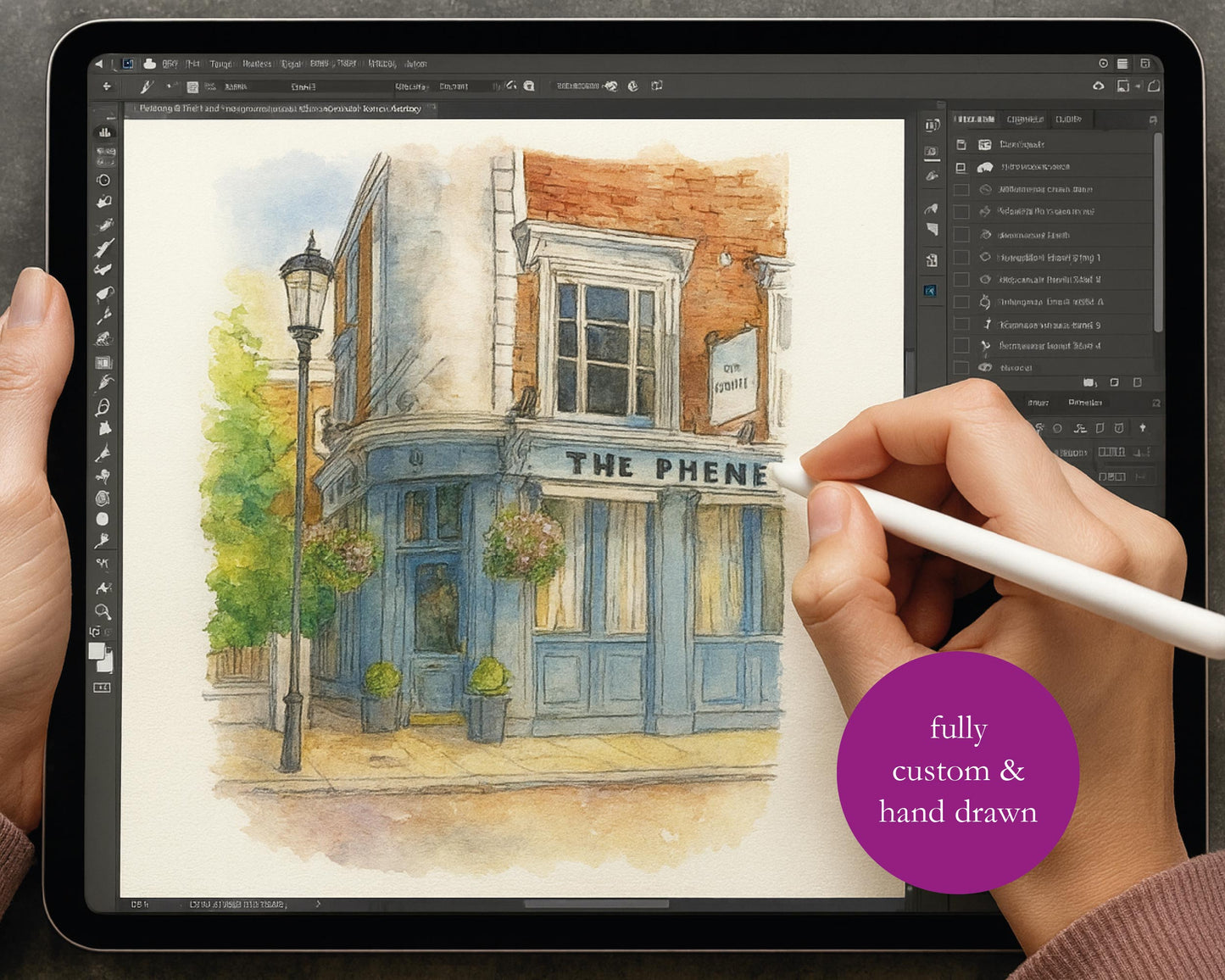 First Date Venue Watercolour Digital Illustration