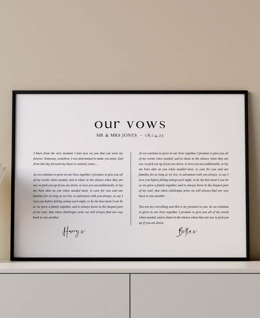 Personalised Our Vows Print