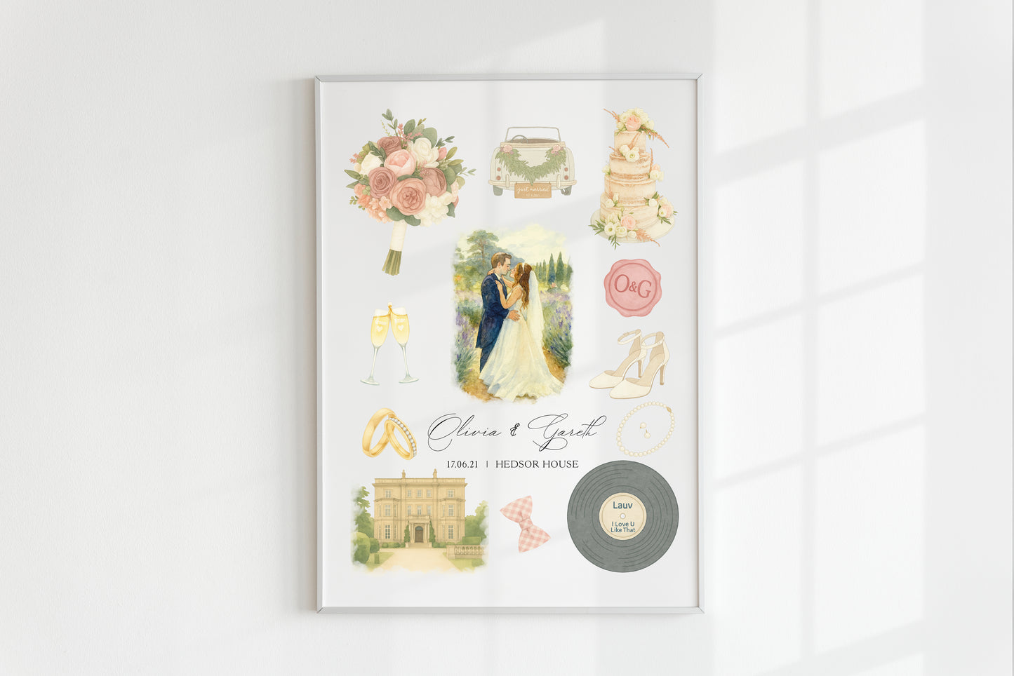 Custom Wedding Day Watercolour Print