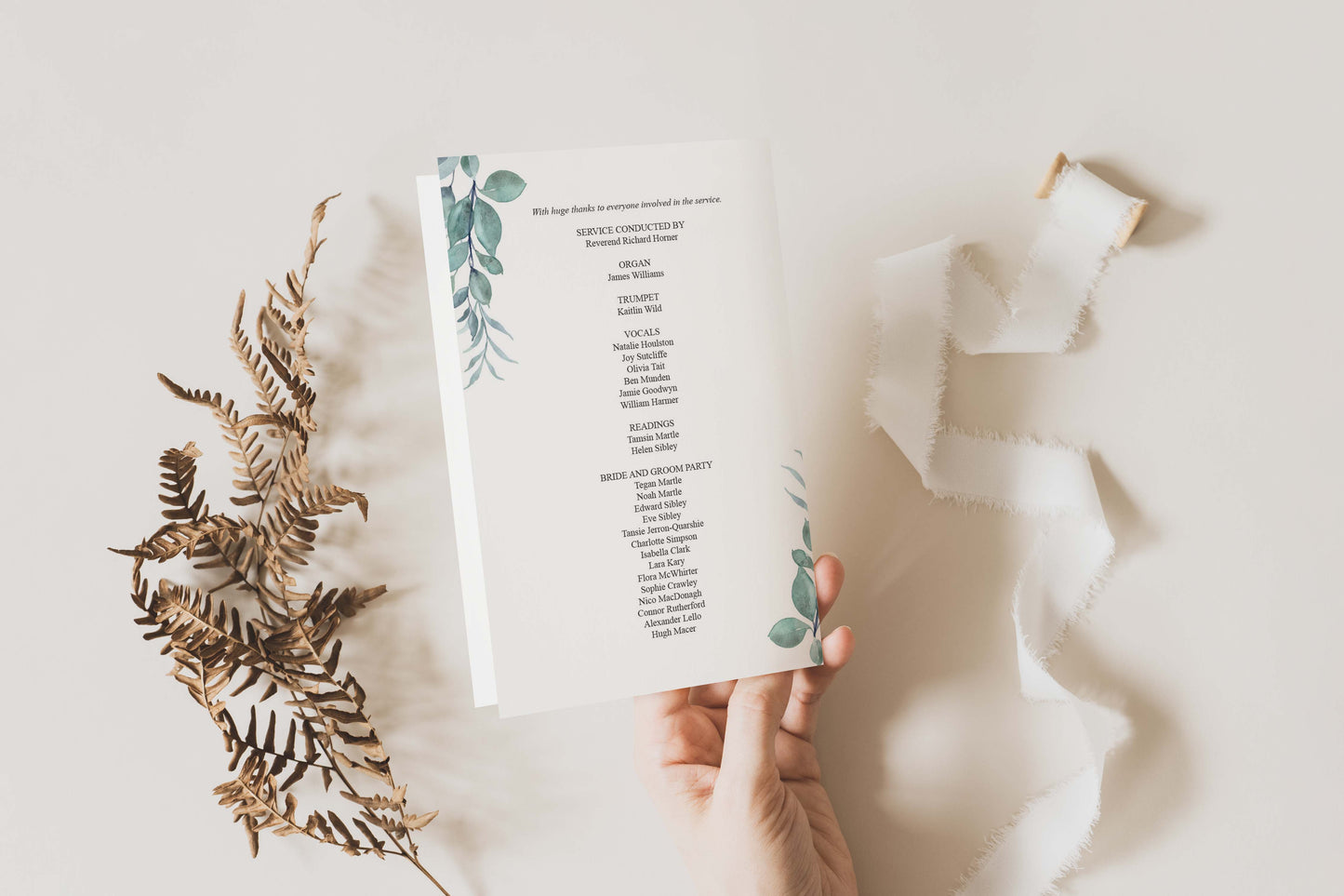 Eucalyptus - Wedding Order of Service