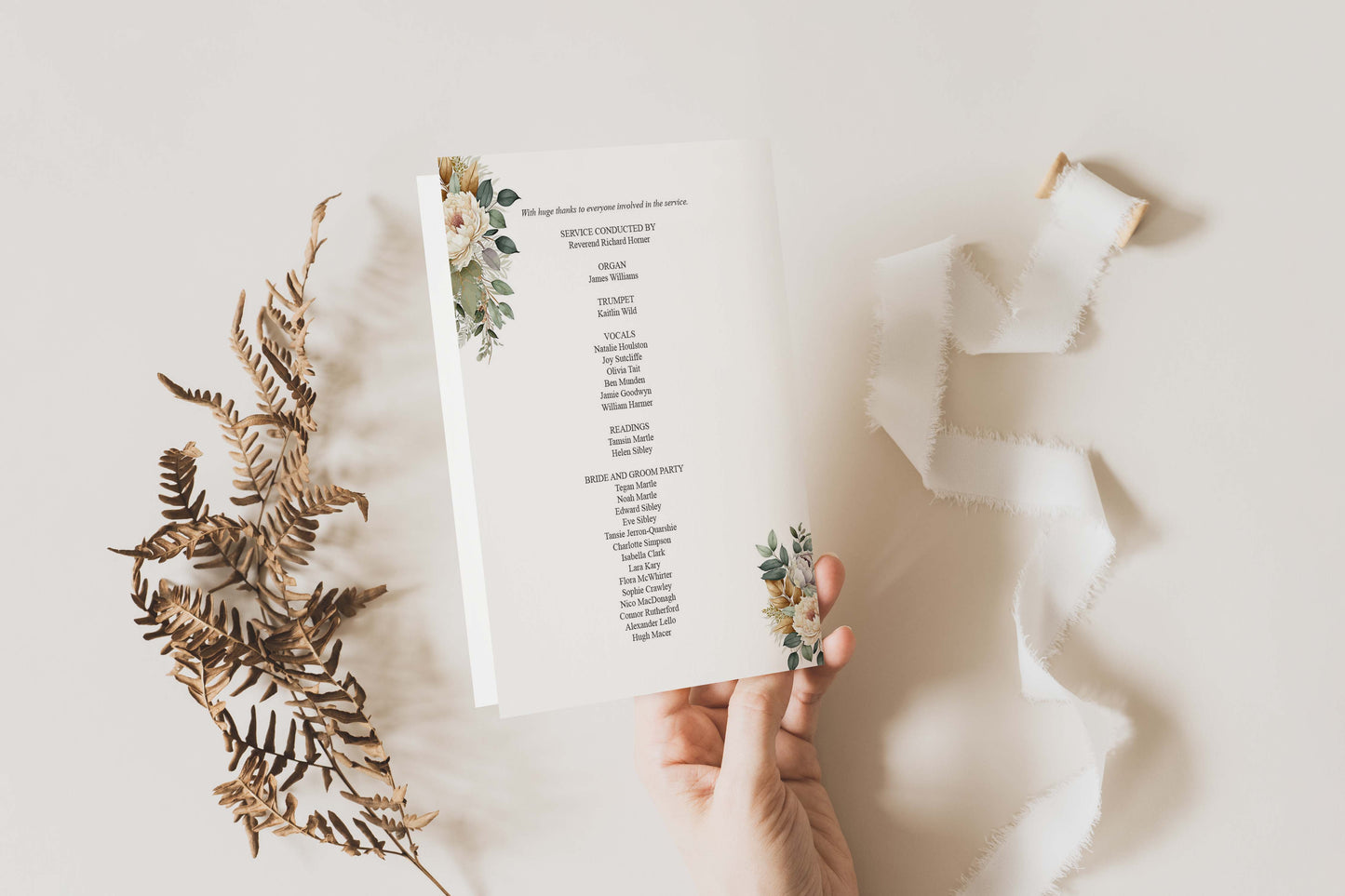 Floral - Wedding Order of Service