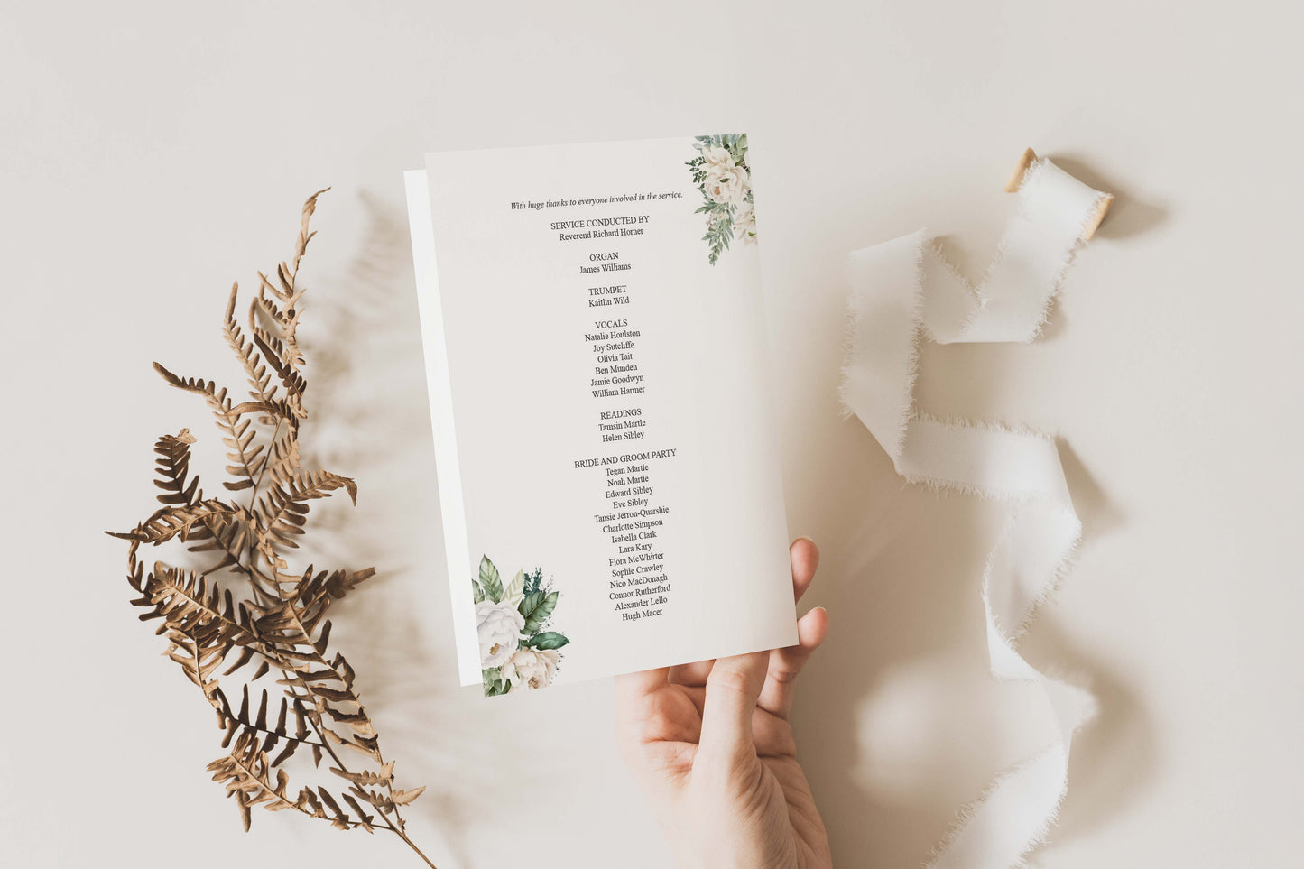 Floral - Wedding Order of Service