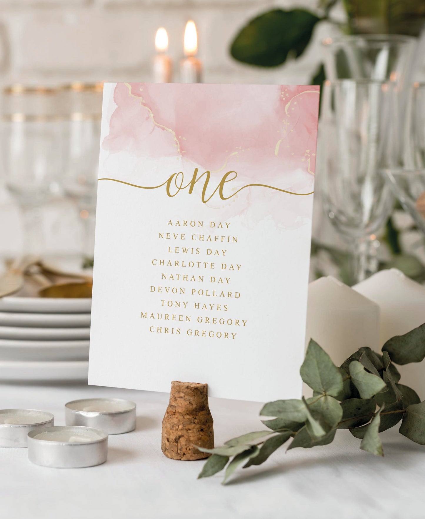 Blush Wedding Table Numbers