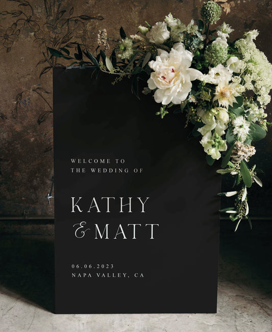 Modern Black Wedding Welcome Sign