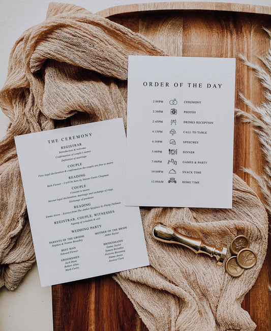 Double Sided Wedding Order of Service