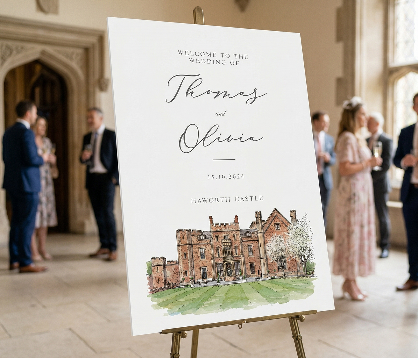 Illustrated Wedding Welcome Sign