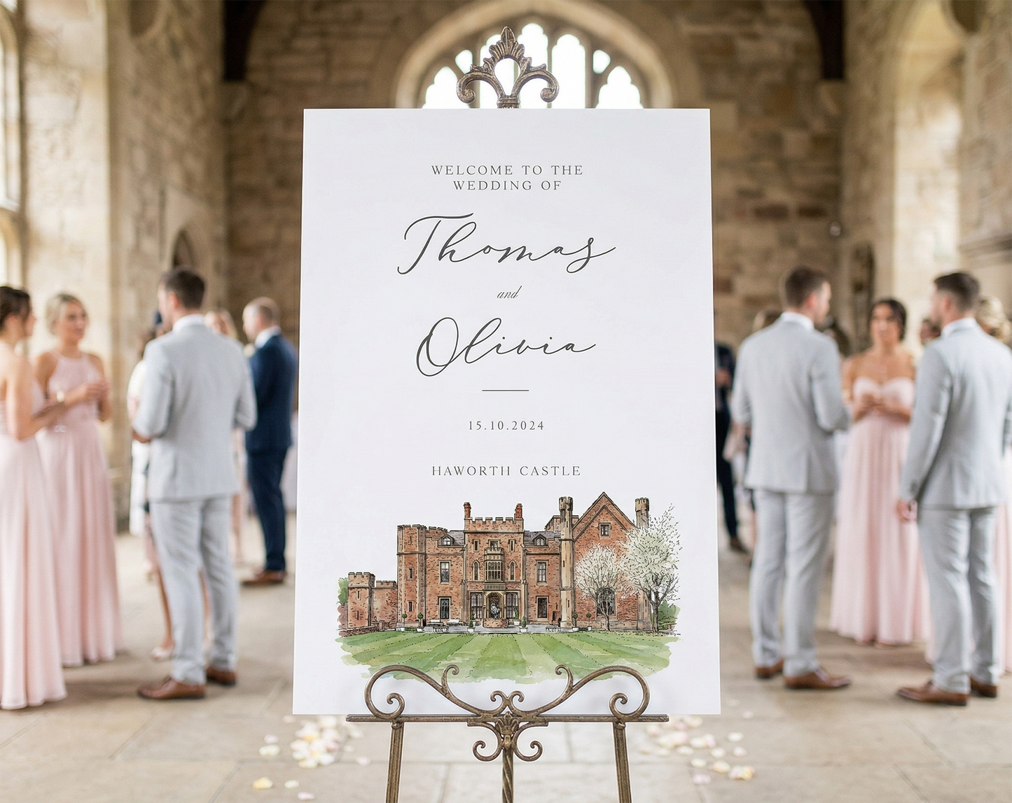 Illustrated Wedding Welcome Sign
