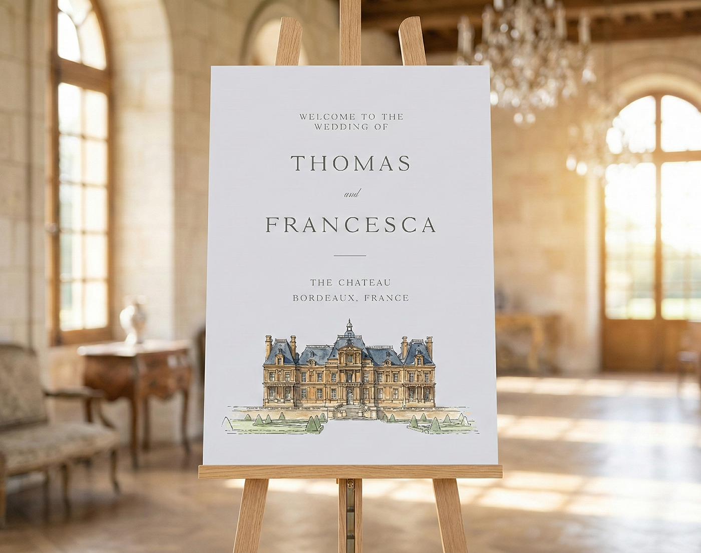 Illustrated Wedding Welcome Sign