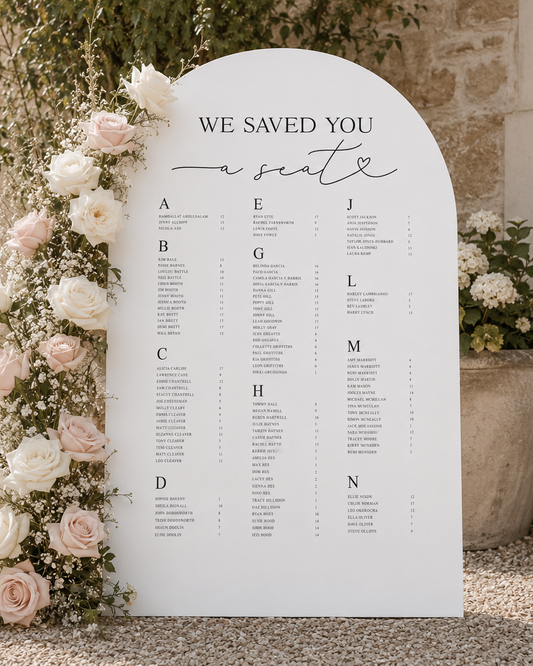 Saved You A Seat - Wedding Seating Plan
