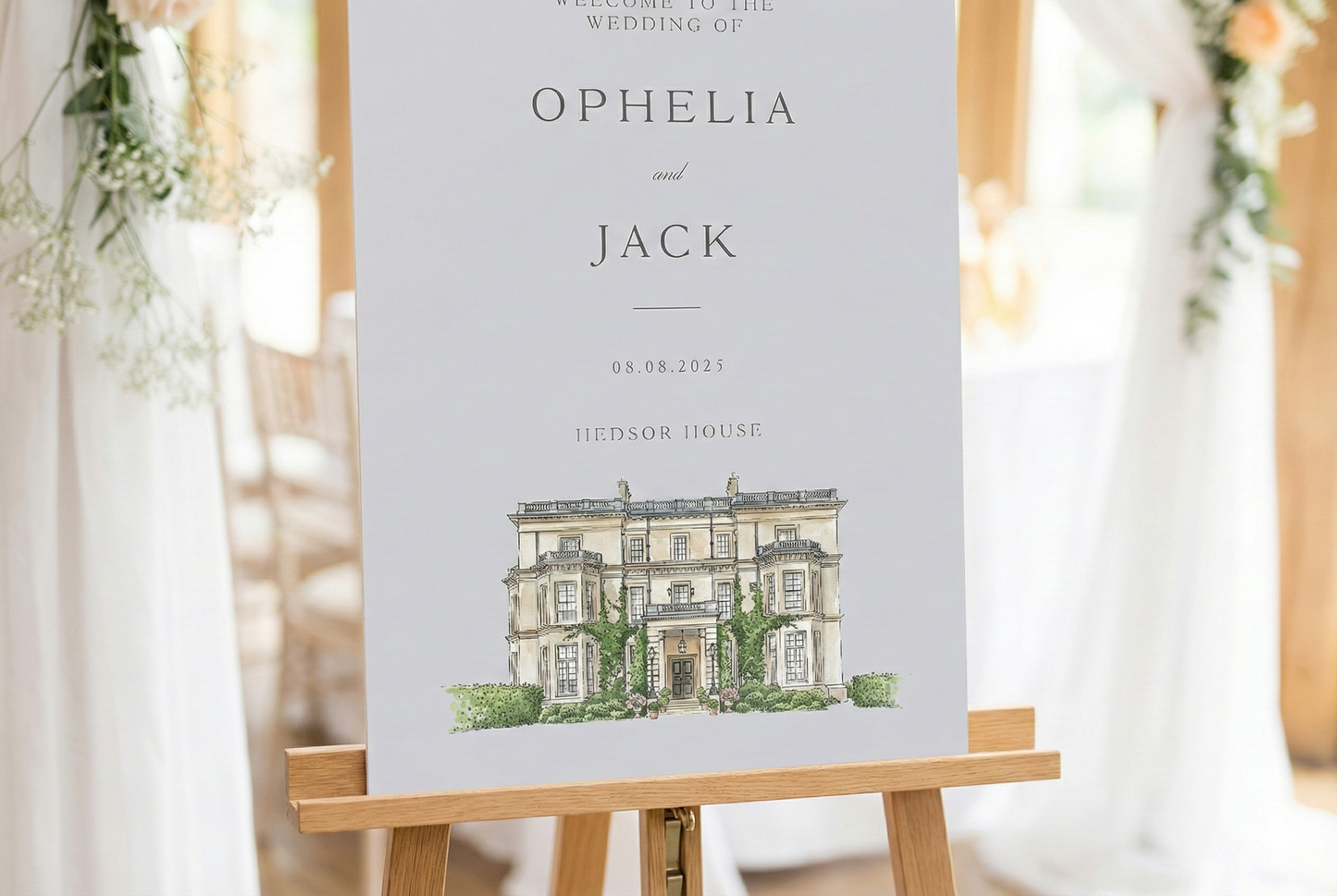 Illustrated Wedding Welcome Sign