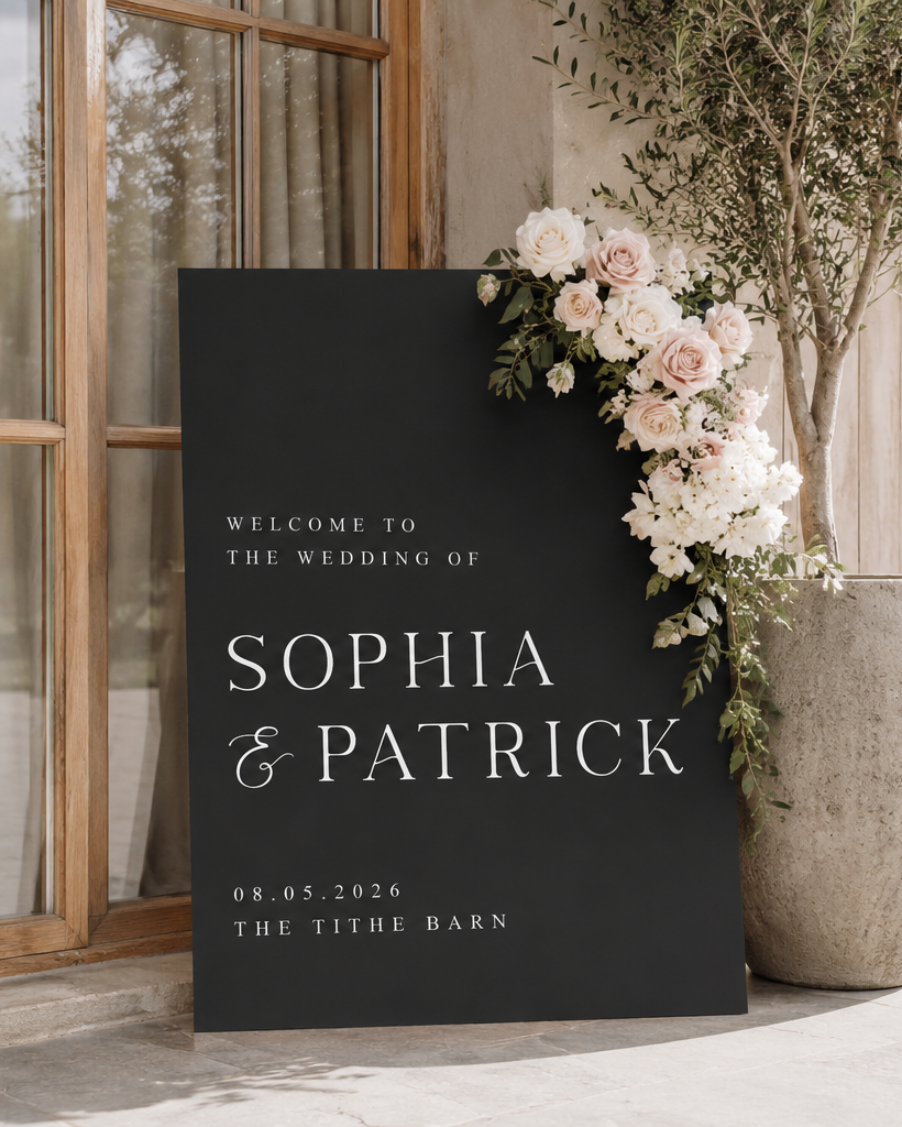Modern Black Wedding Welcome Sign