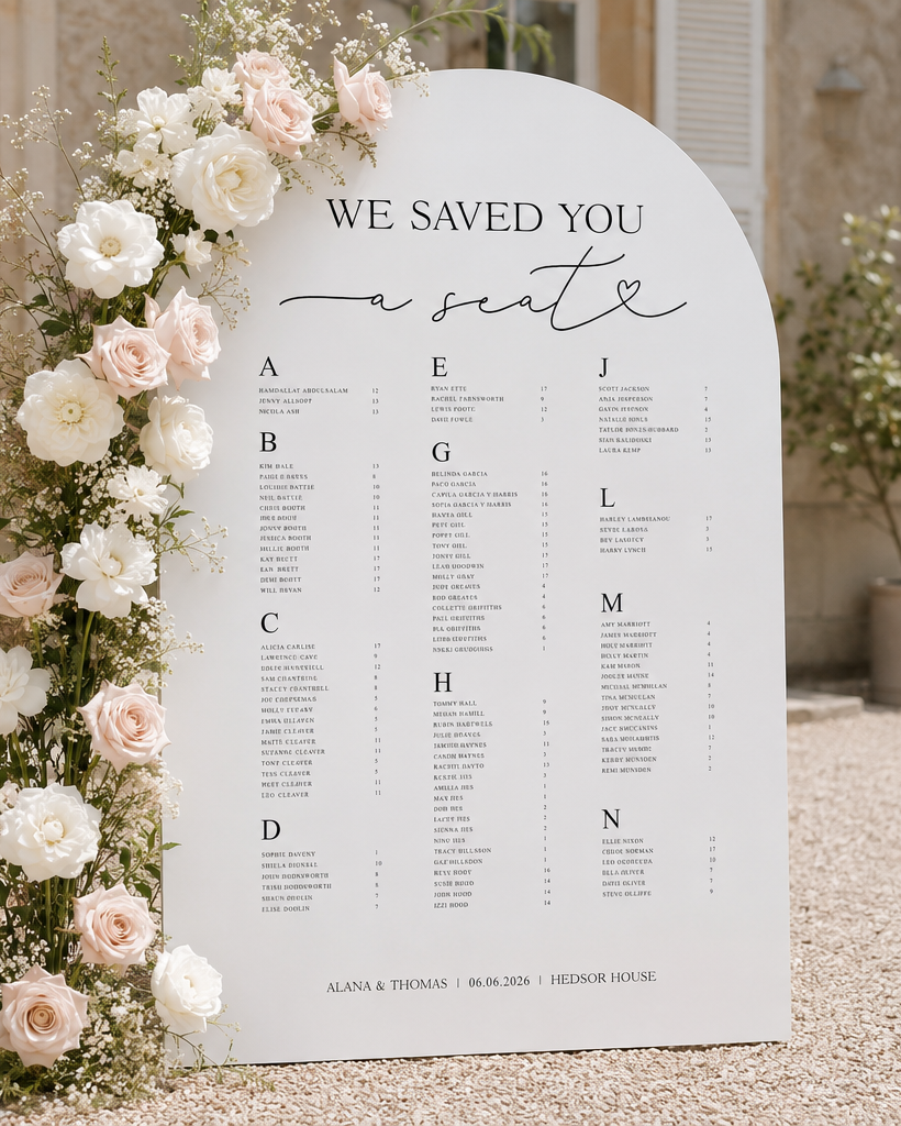 Saved You A Seat - Wedding Seating Plan