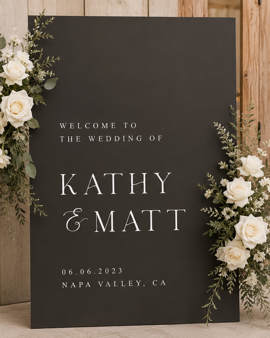Modern Black Wedding Welcome Sign