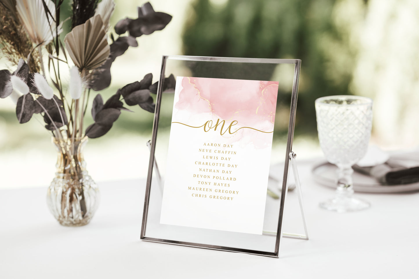Blush Wedding Table Numbers