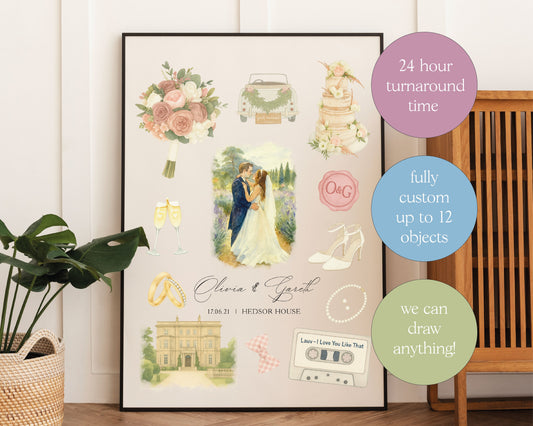 Decorative wall art with customizable elements on a wooden floor.