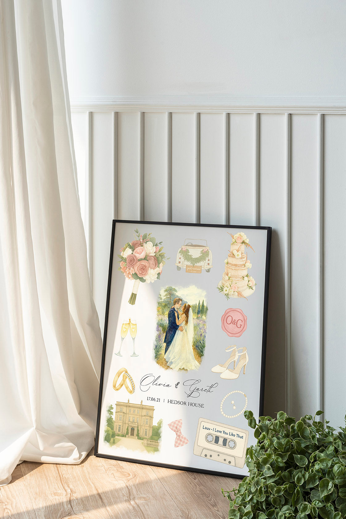 Custom Wedding Day Watercolour Print
