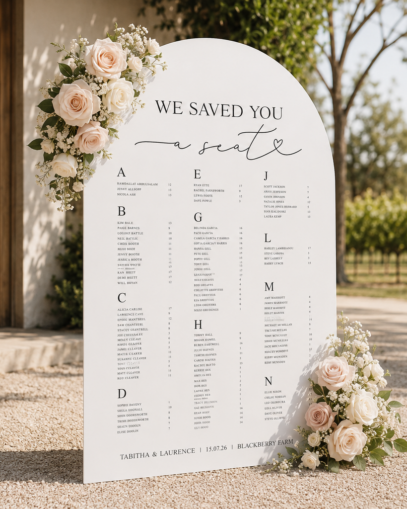 Saved You A Seat - Wedding Seating Plan