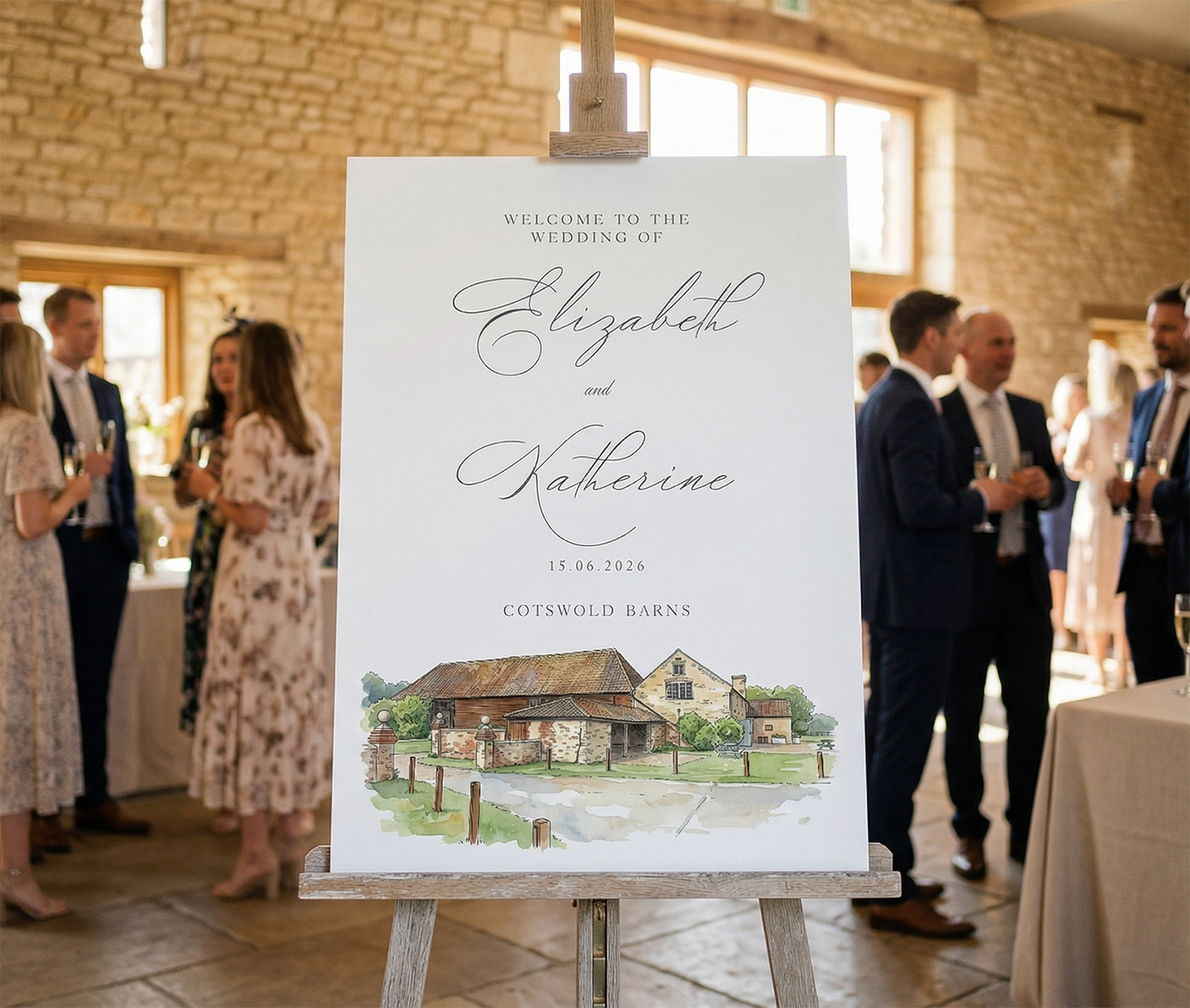 Illustrated Wedding Welcome Sign