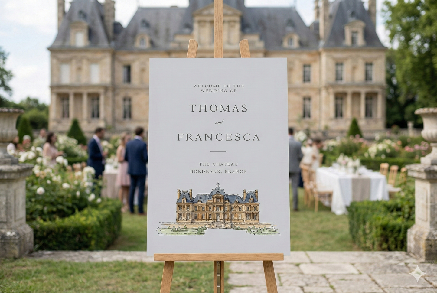 Illustrated Wedding Welcome Sign
